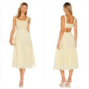 Tularosa Eleanora Embroidered Dress in Mellow Yellow Large